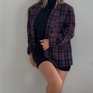 Pendleton Wool Cape with Pink and Black Design